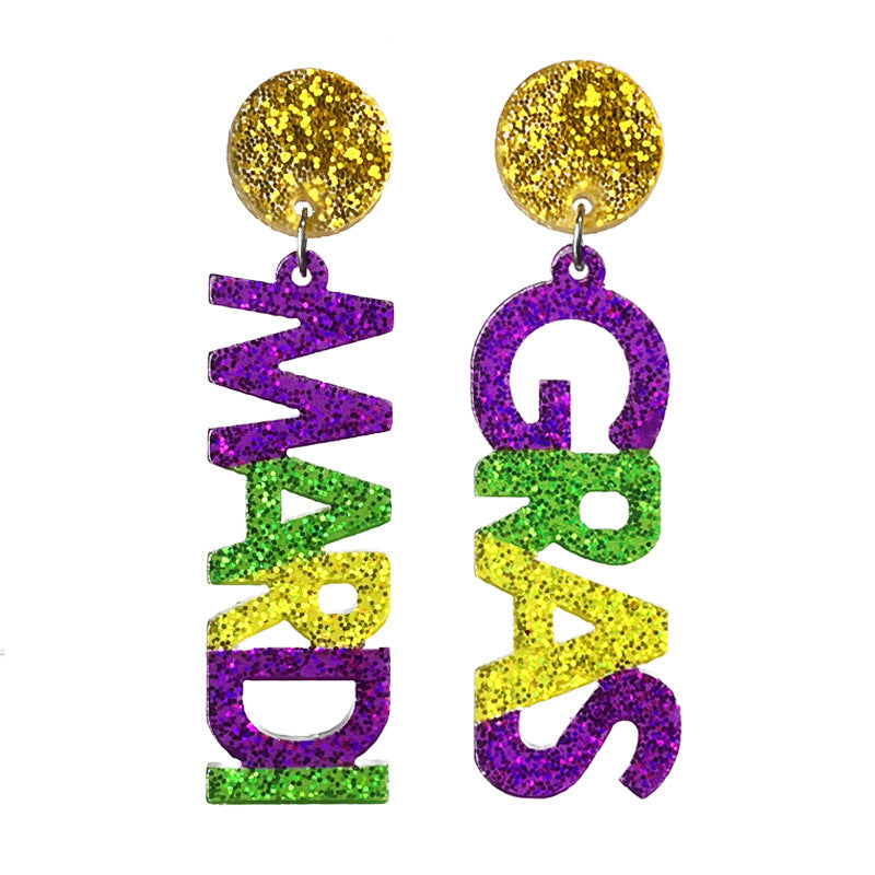 Acrylic Shiny Crystal Festival Atmosphere Parade Earrings