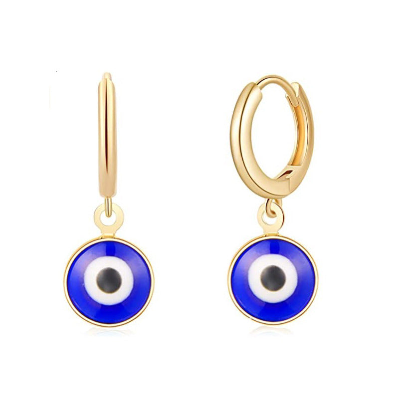 Alloy Base Blue Devil Eyes Turkish Earrings