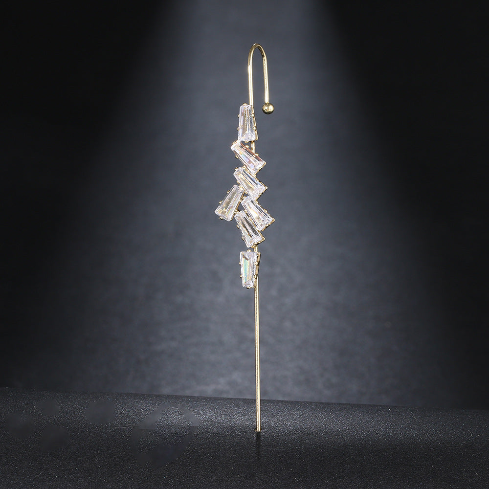 Super Fairy Copper Inlaid Zircon Temperamental Cold Style Earrings