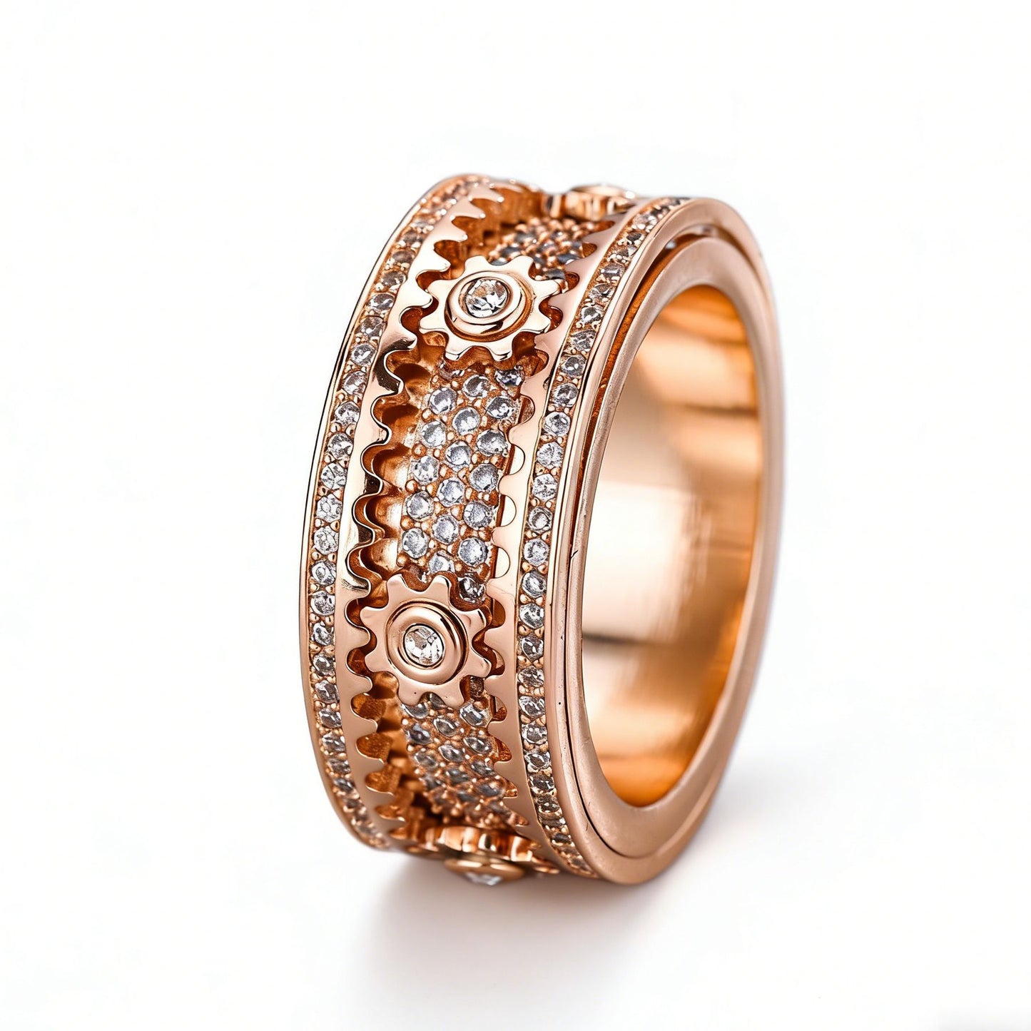 Diamond Rotating Gear Rotatable Starry Fashion Personalized Hip Hop Valentine's Ring