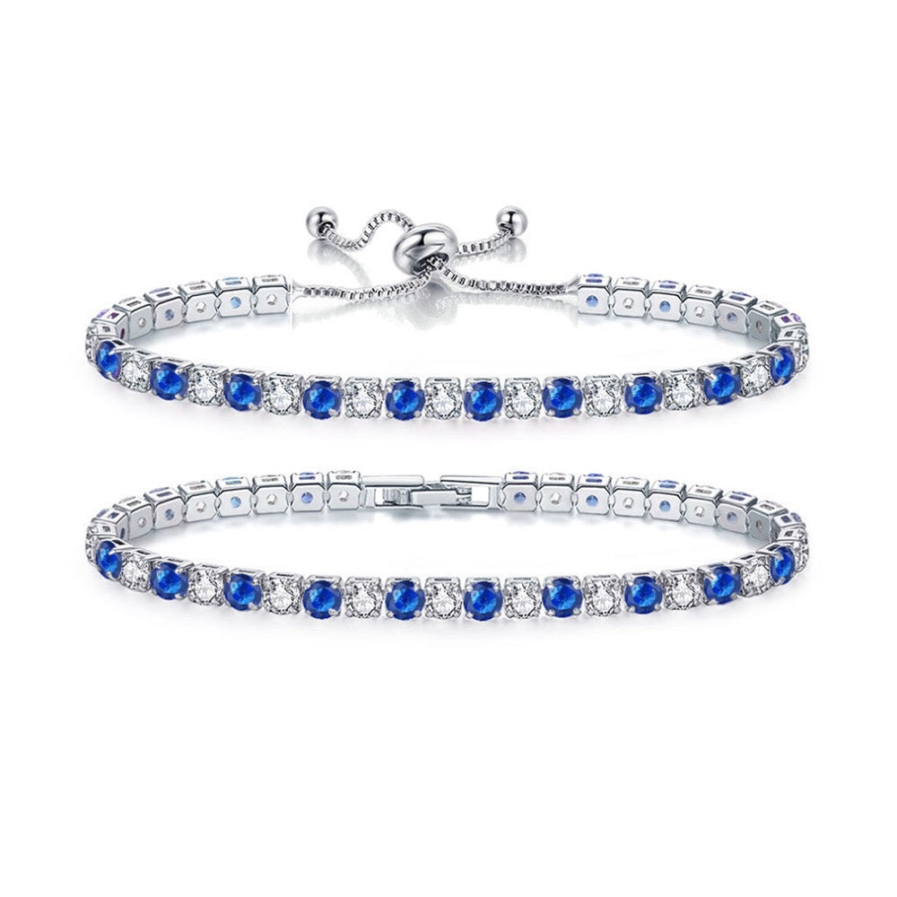 Color Zircon Female Full Diamond White Gold Plated Tennis Bracelets