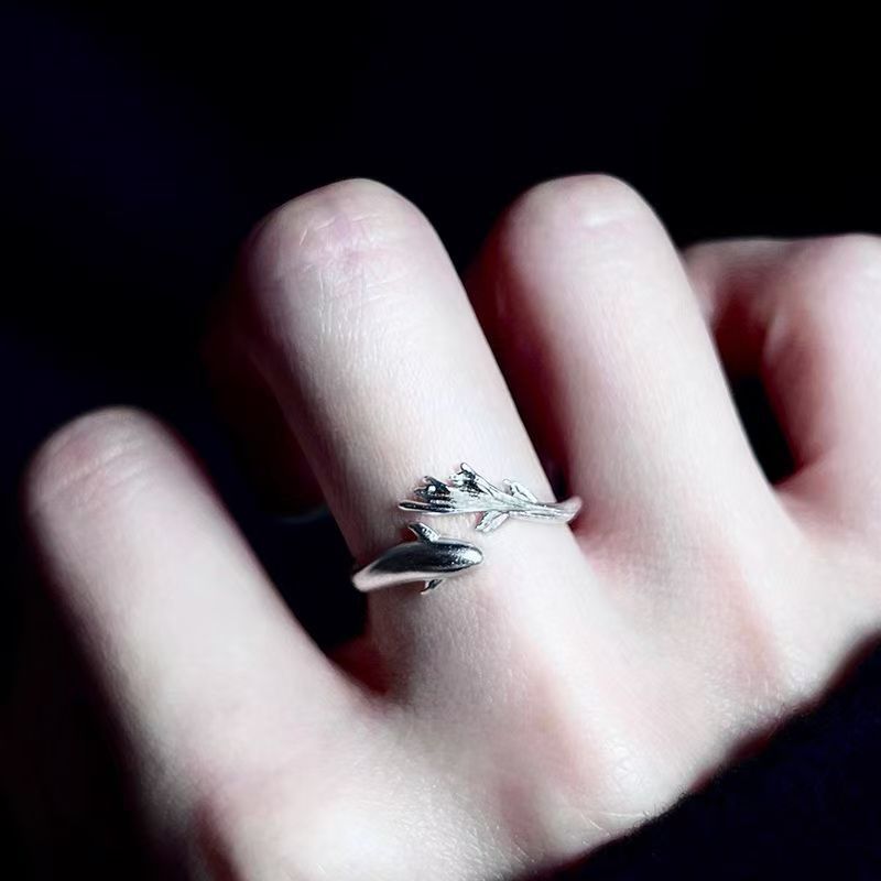 Pisces Wave Couple Sier Minority Simple Valentine's Ring