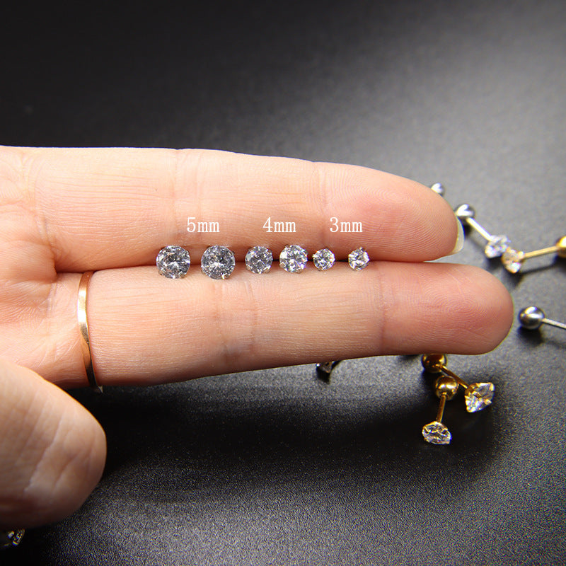 Men's Stainless Steel Zircon Korean Rhinestone Fashion Ear Earrings