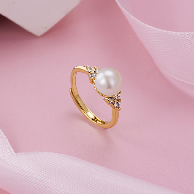 Live Broadcast Freshwater Pearl Lady Simple Ring