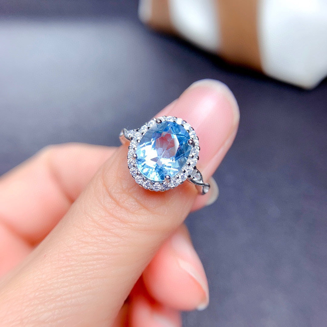 Broadcast Colored Gems Imitation Natural Topaz Ring
