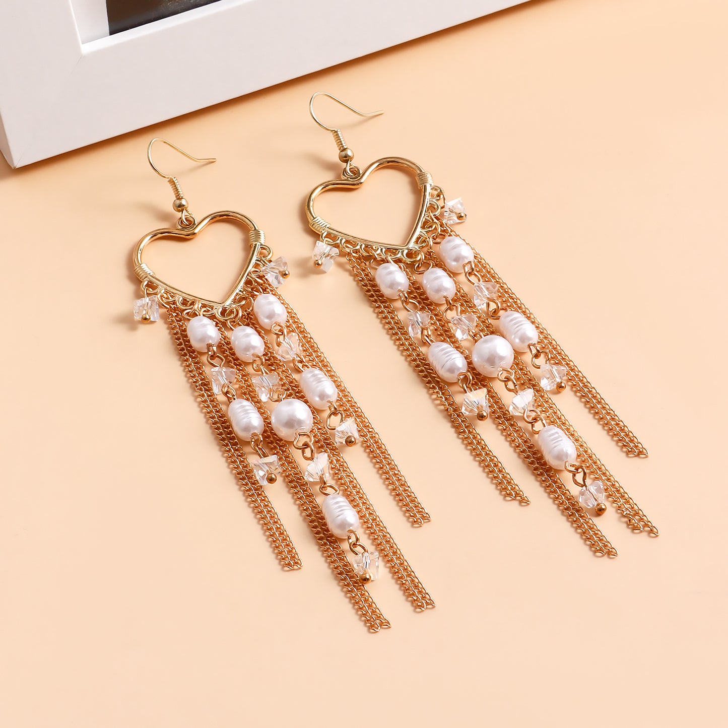 Women's Fashion Splendid Diamond Tassel For Elegant Heart Long Earrings