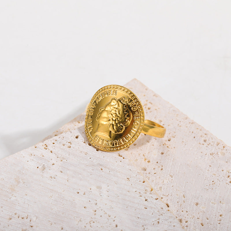 Women's & Men's Vintage Gold Stainless Steel Open For Cross Rings