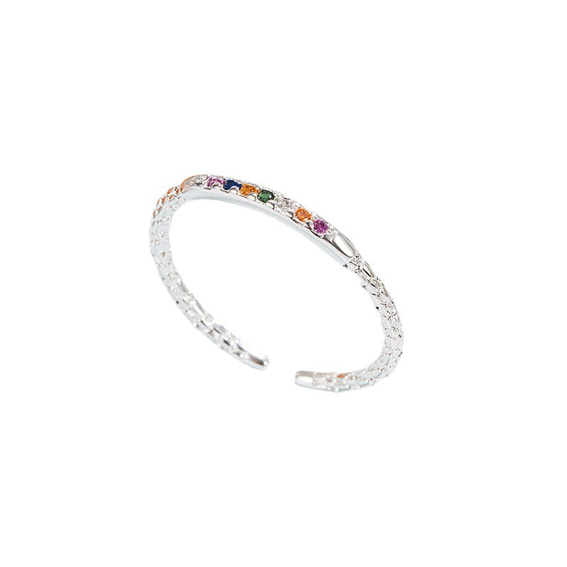 Luxury Zircon Rainbow Thin And Glittering High Sense Rings