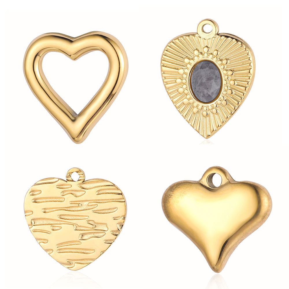 Peach Heart Key French Style Retro Titanium Steel Pendants