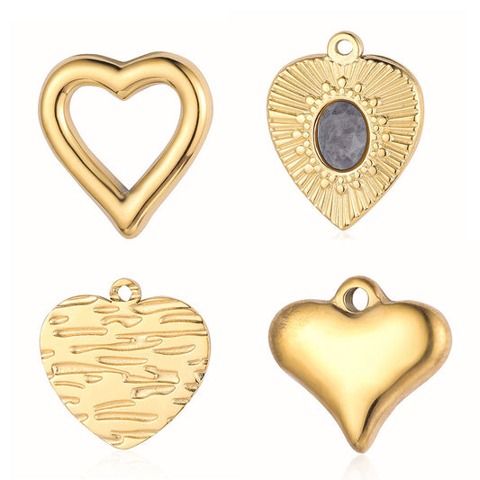 Peach Heart Key French Style Retro Titanium Steel Pendants