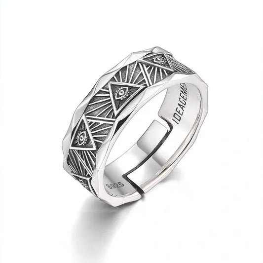 Men's God's Eye Trendy Open-end Personality Distressed Cold Rings