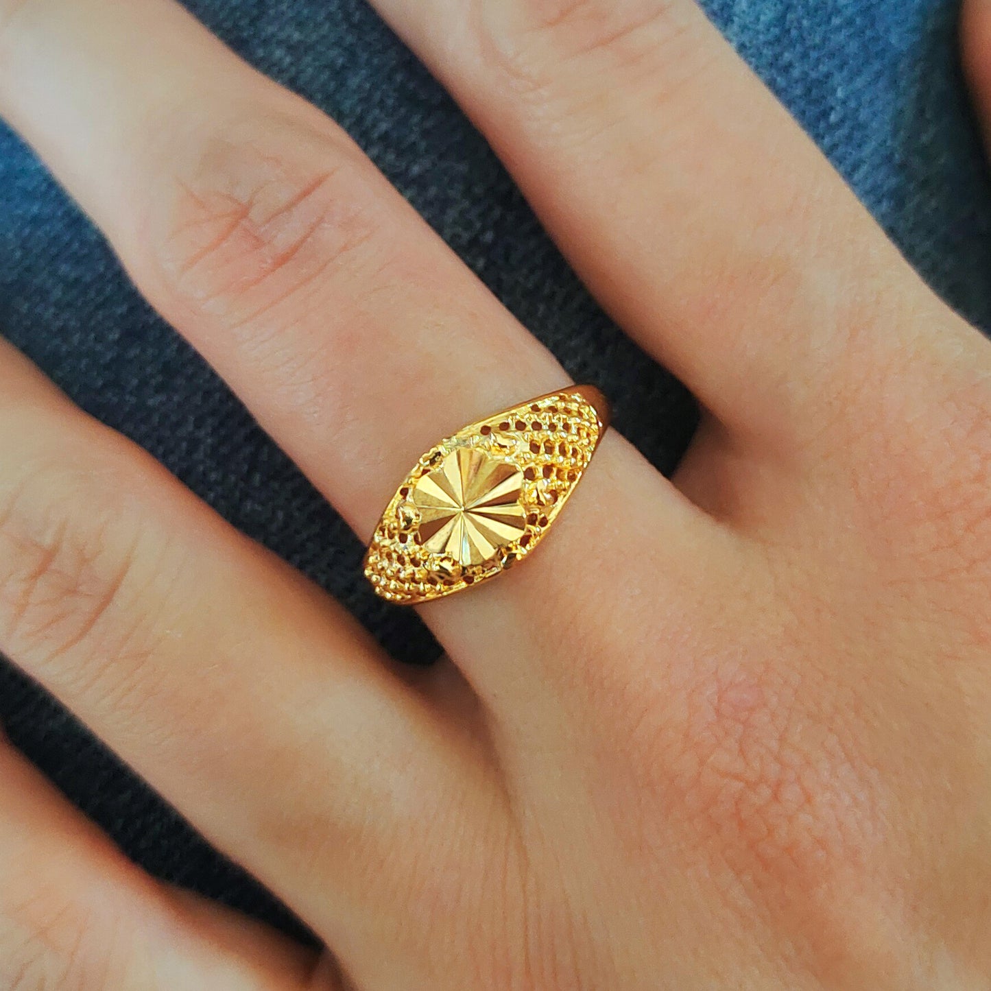 Flower Female Vacuum Plating No Color Fading Gold Rings