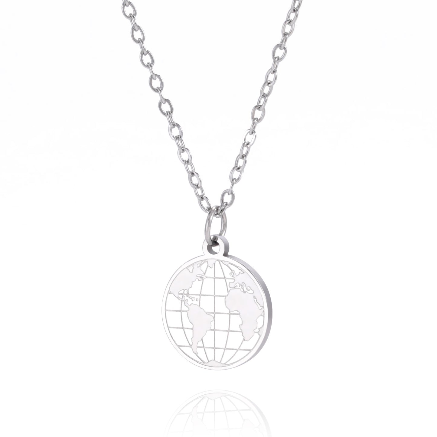 Women's & Men's Round Plate Earth Stainless World Map Pendants