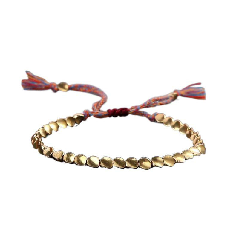 Women's Winding Woven Stylish Good Texture Gift Drawable Shaped Copper Bead Bracelet