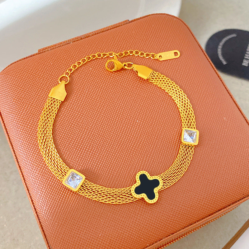 Light Luxury Micro Inlaid Zircon Woven Wire Mesh Fashion Temperament Bracelet