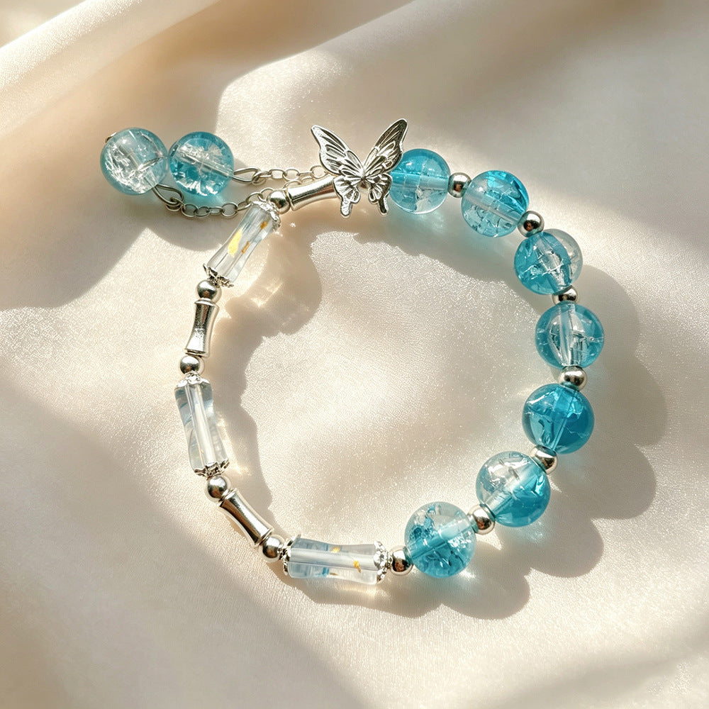 Transparent Bamboo Glazed Female Butterfly Floral High-grade Live Broadcast Scenic Bracelet