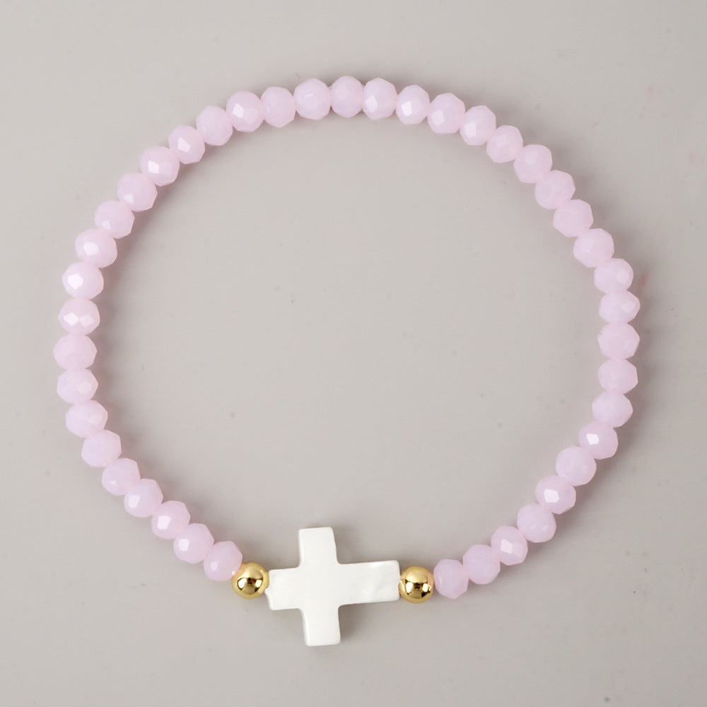 Women's Style Copper Bead Shell Cross Color Bracelets