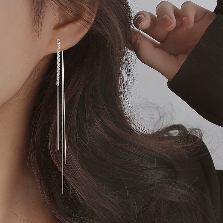 Women's Diamond Tassel Long Style High Sense Light Luxury Minority Korean Rings