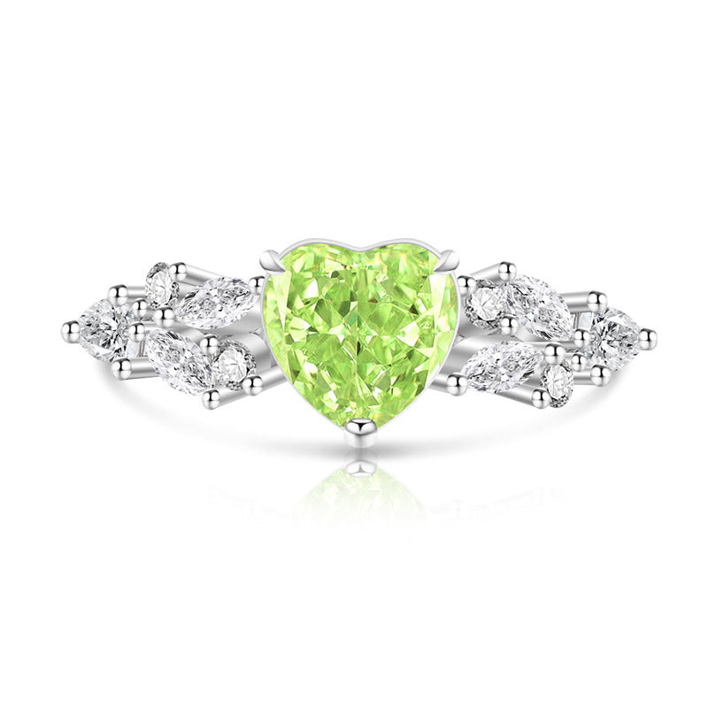 Love Heart-shaped Super Flash High Carbon Diamond Fashion Rings