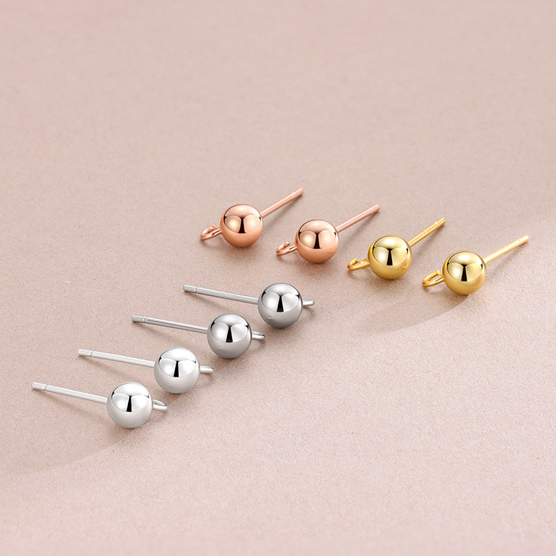 Women's Sterling Sier Plus Split Beanie Bead Gold Earrings