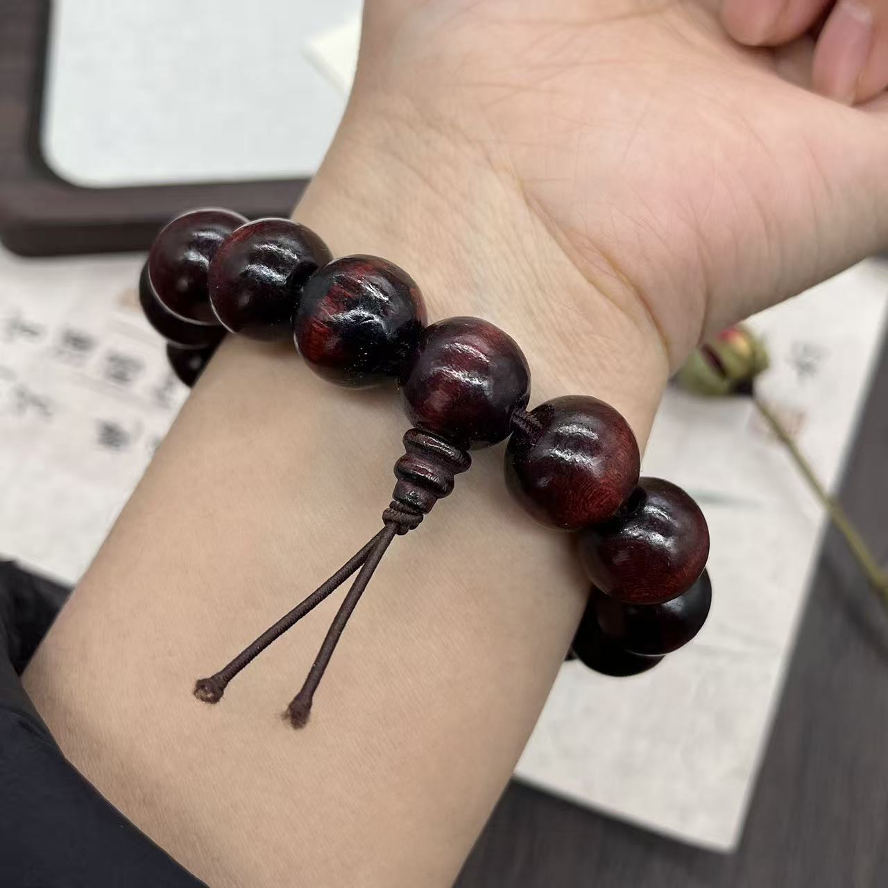 Men's & Women's Wood Paint Imitation Pterocarpus Prayer Beads Old Bracelets