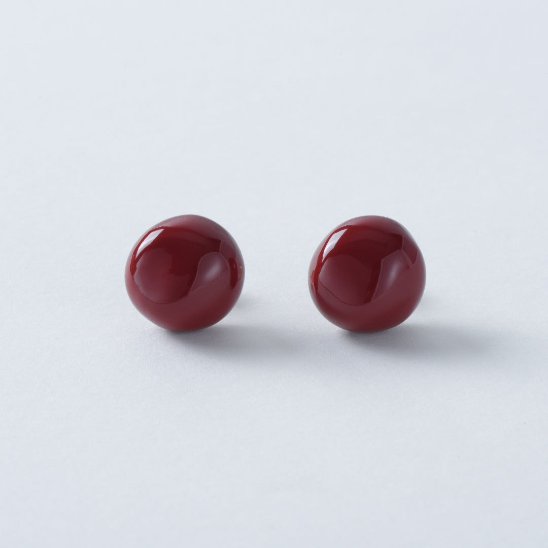 Design Advanced Metal Beanie Shape Drip Glazed Sier Earrings