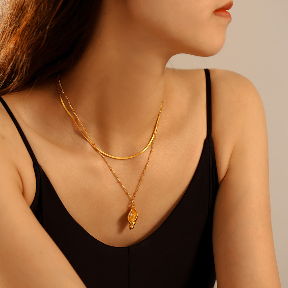 Imitation Pearl Clavicle Female Titanium Steel Necklaces