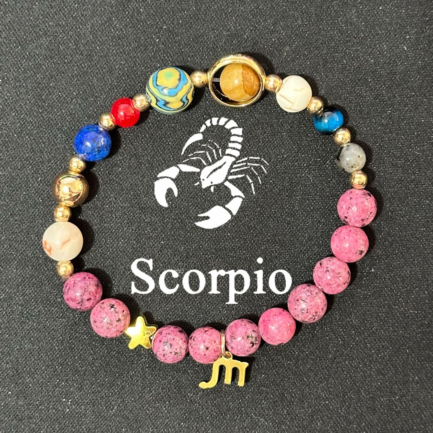 Planets Twee Constellations Natural Stone Blue Black Bracelet