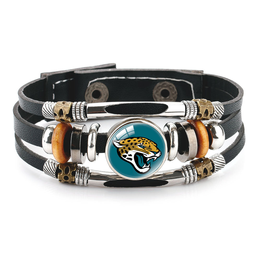 Genuine Leather Hand Professional Rugby League Team Time Stone Bracelet