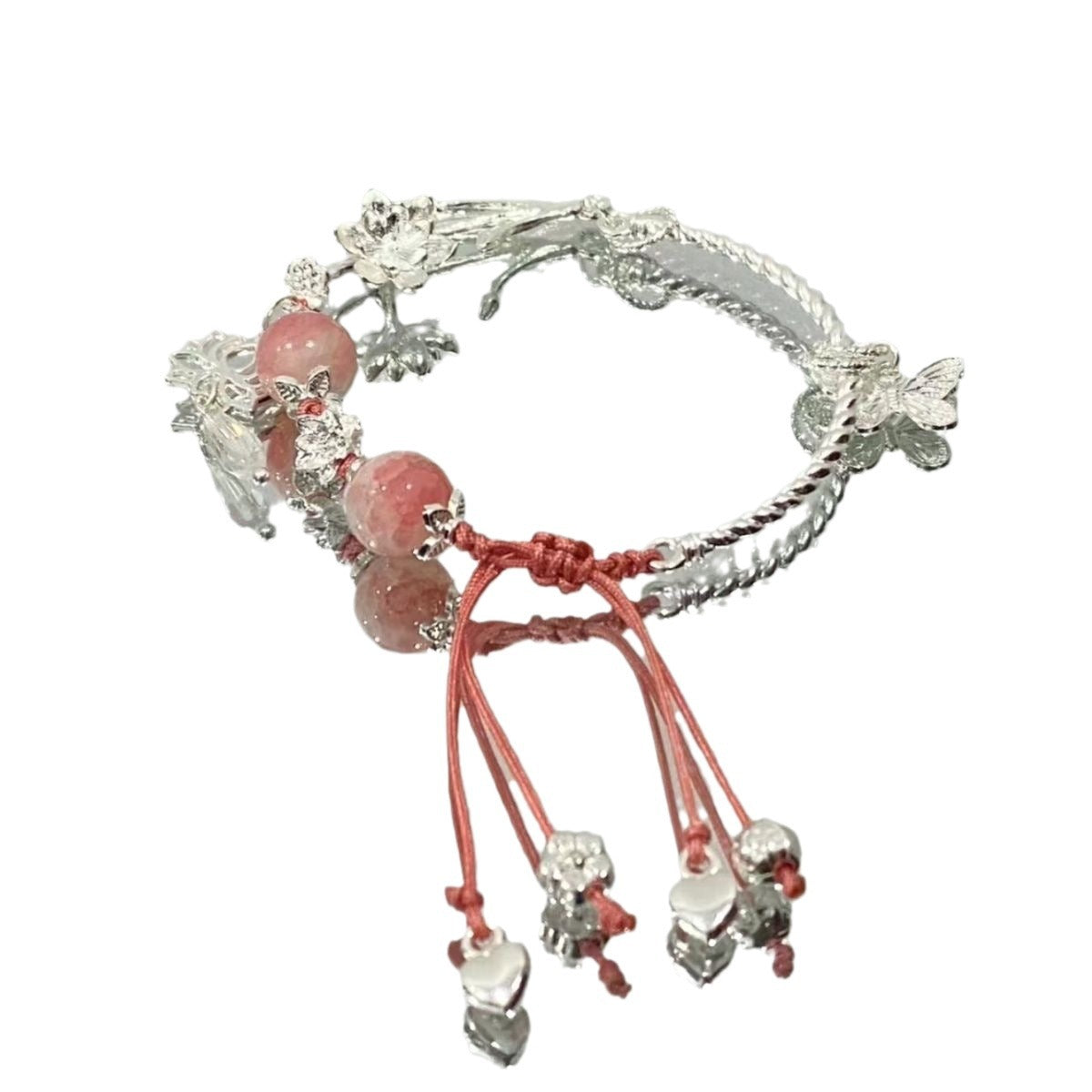 Spring Pink Lotus Pond Butterfly Cherry Blossom Sweet Exquisite Design Bracelet