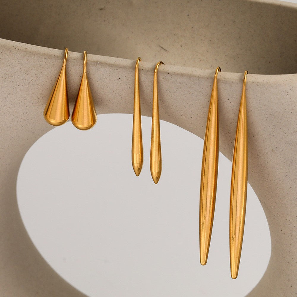 Oval Hollow Titanium Steel Ear Hook Fashion Rings