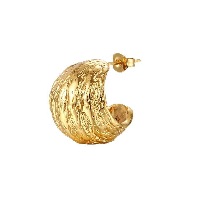 Women's Stainless Steel Light Luxury Plated Semicircle Earrings