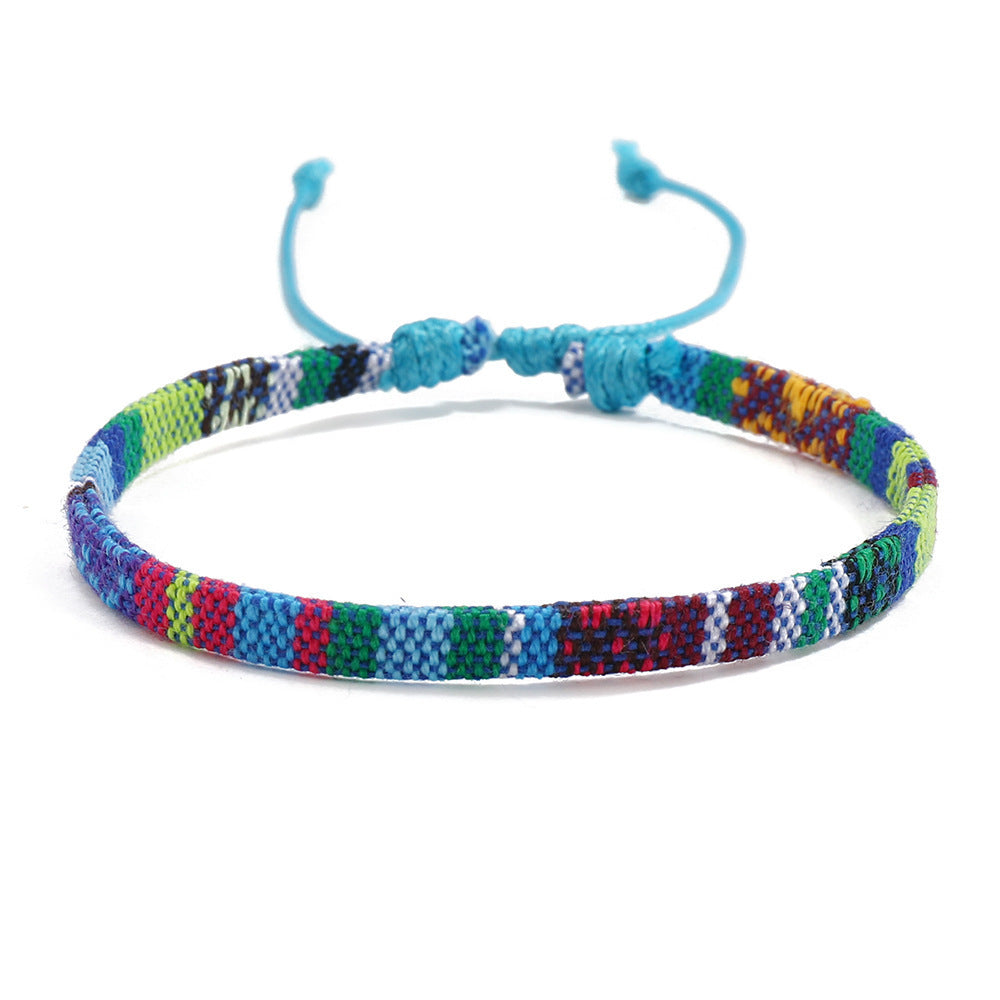 Colorful Bohemian Style Cotton Linen Fabric Woven Simple Carrying Bracelet