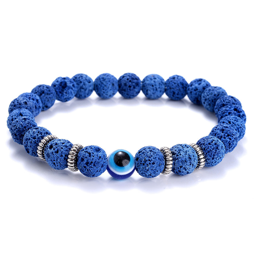 Blue Volcanic Rock Bead Devil Eye Fatima Bracelets