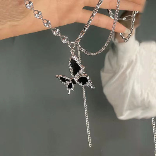 Personality Black Charm Butterfly Female Fashion High Sense Necklaces