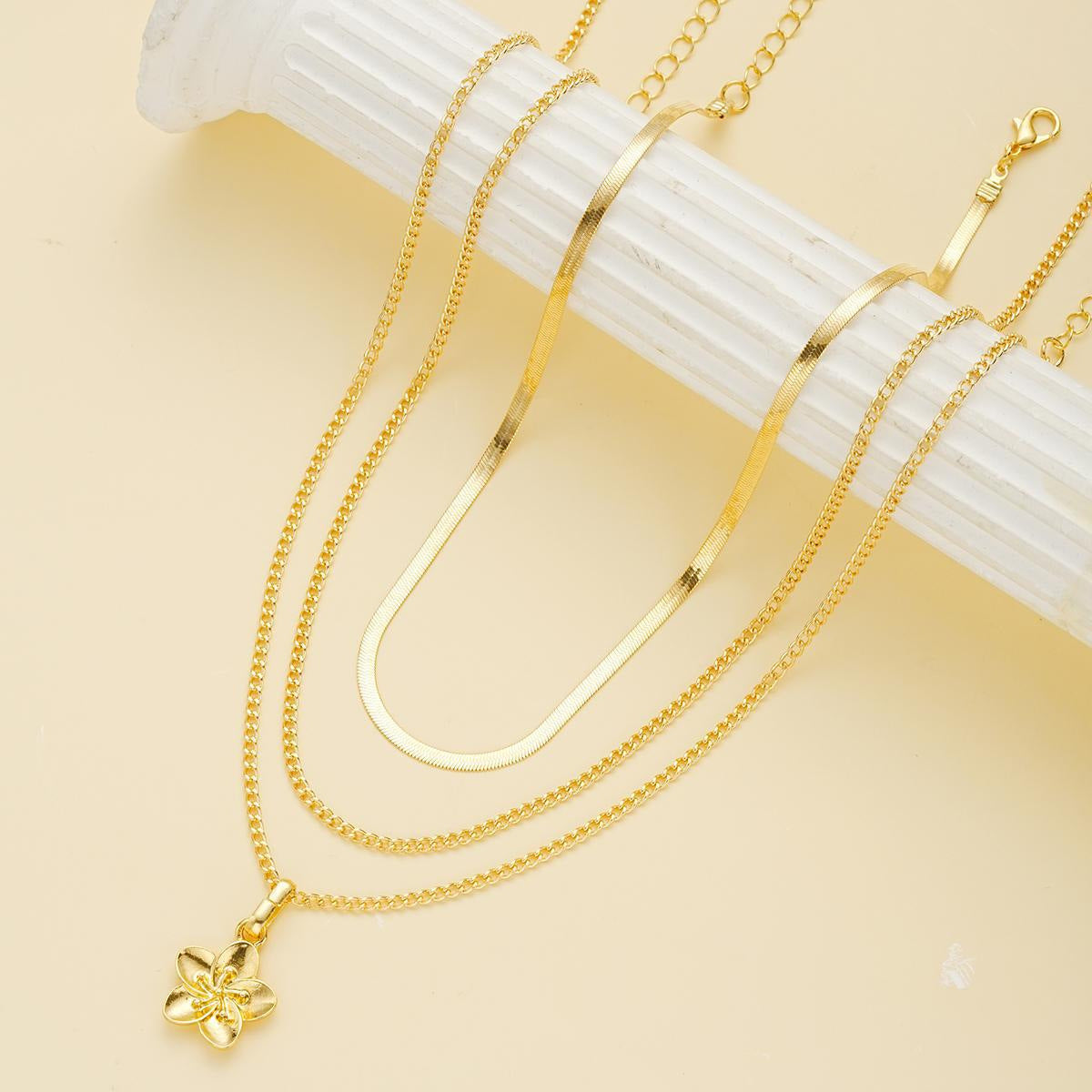 Fashion Twin Clavicle Chain Simple Flower Unique Necklace