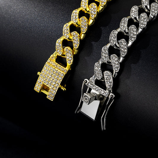 Men's Classic Cuban Link Chain Alloy Full Diamond Necklaces