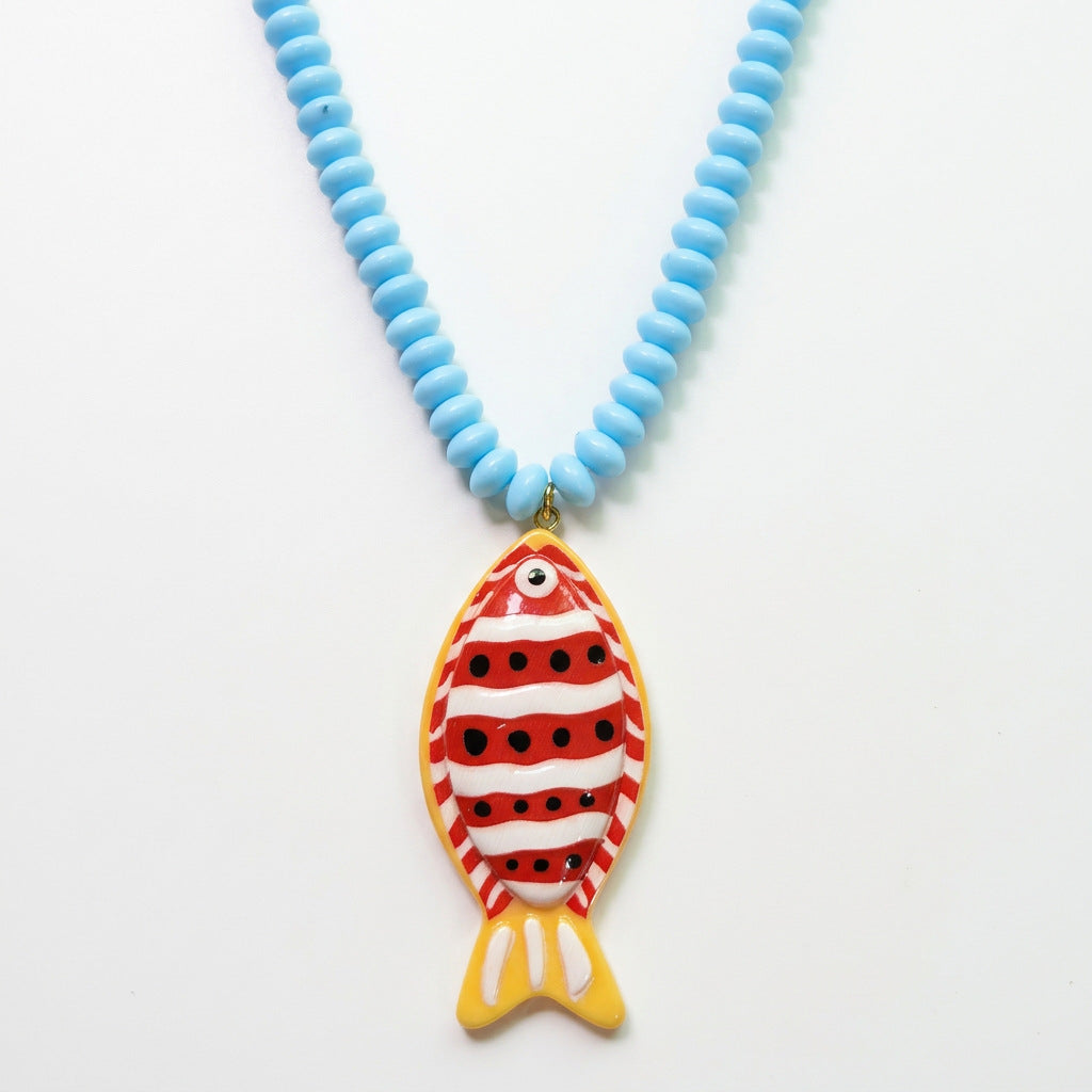 Women's Summer Exaggerated Beach Handmade Small Fish Beaded Colorful Necklaces