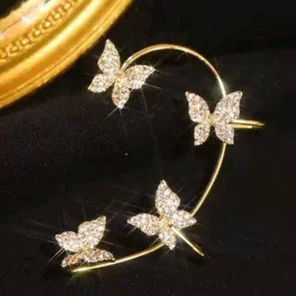 Zircon Butterfly Surrounding Adjustable Ear Female No Stud Earrings