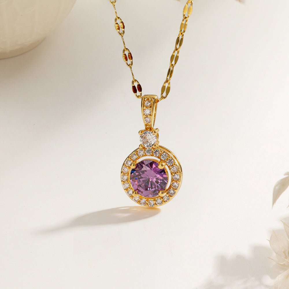 Women's Micro Inlaid Zircon Sun Star Moon Zodiac Clavicle Necklace