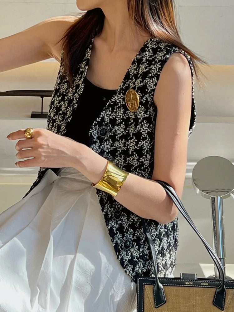 Gold Open Summer Exaggerated Personality Glossy Electroplated Alloy Bracelet