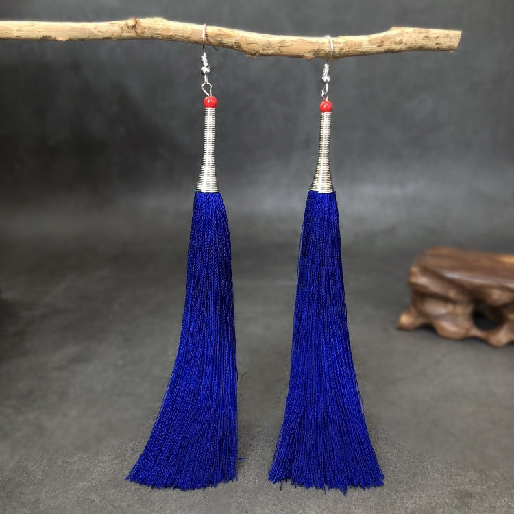 Women's Ethnic Style Tassel Classical Temperament Long Rings