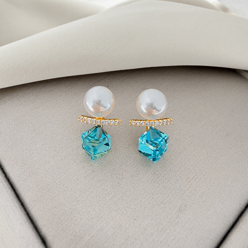 Pearl Balance Beam Fashion Commuter Simple Earrings