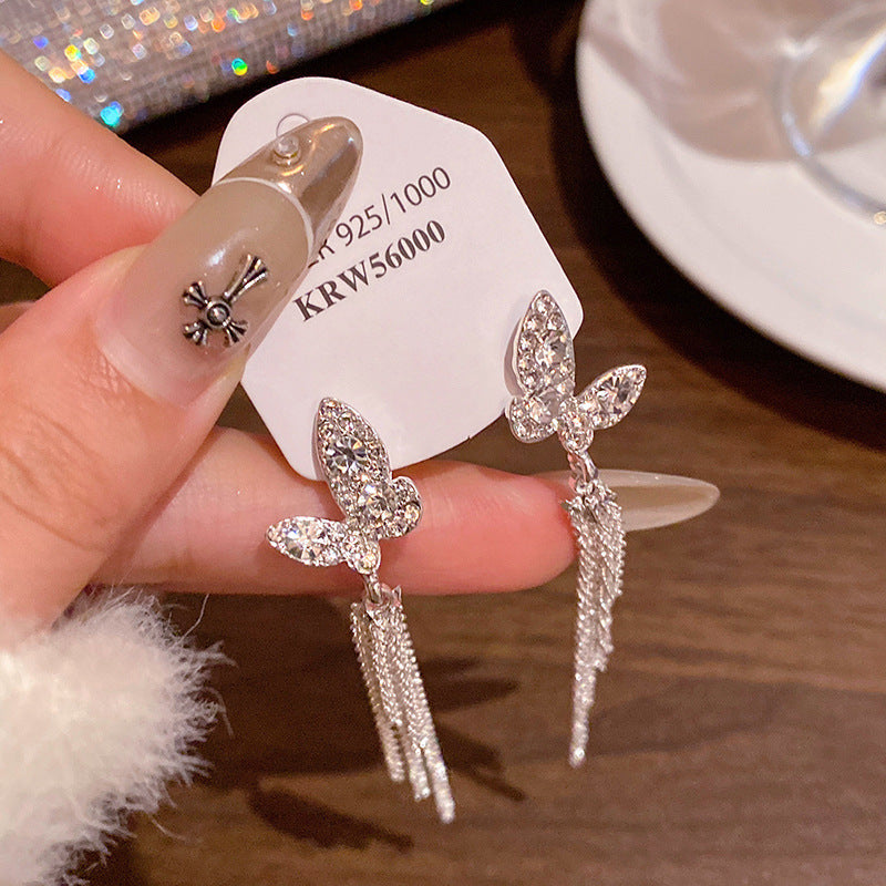 Women's Sparkling Long Fringe Light Luxury Minority High-grade Earrings