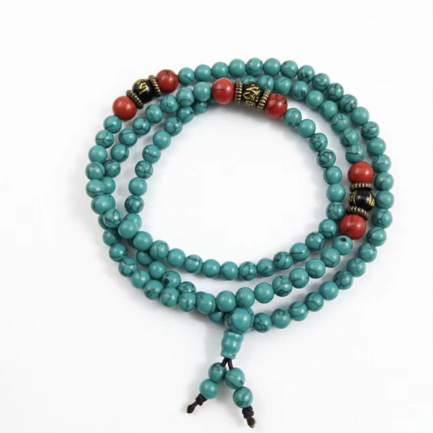 Women's & Men's Turquoise Beads Tibetan Ethnic Style Crafts Bracelet