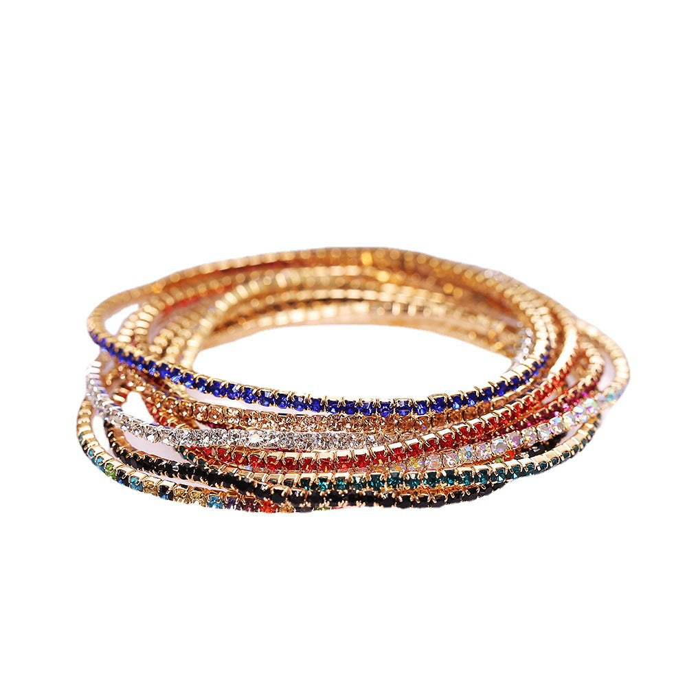 Women's Han Elegant Inlaid Colorful Crystals Creative Bracelets