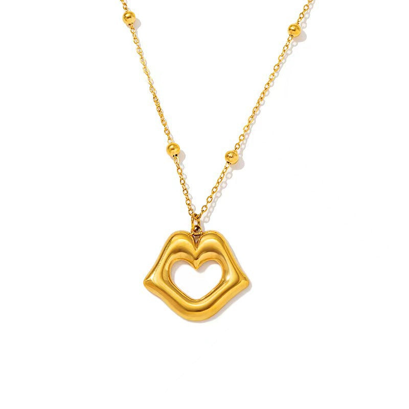 Gold Stainless Steel Titanium Lip Clavicle Chain Necklace