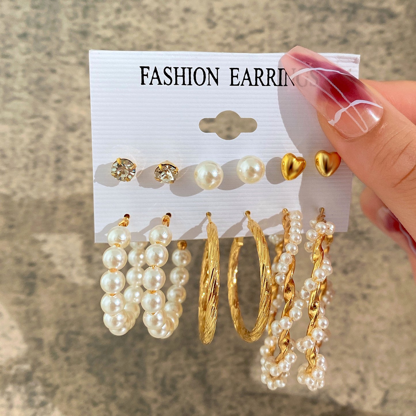 Ear Square Geometric Vintage Pearl Hepburn Style Earrings