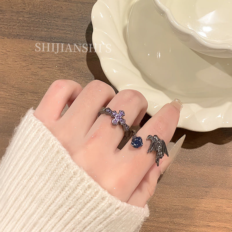 Ten Chapters Street Black Purple Wings Symbiosis Ring