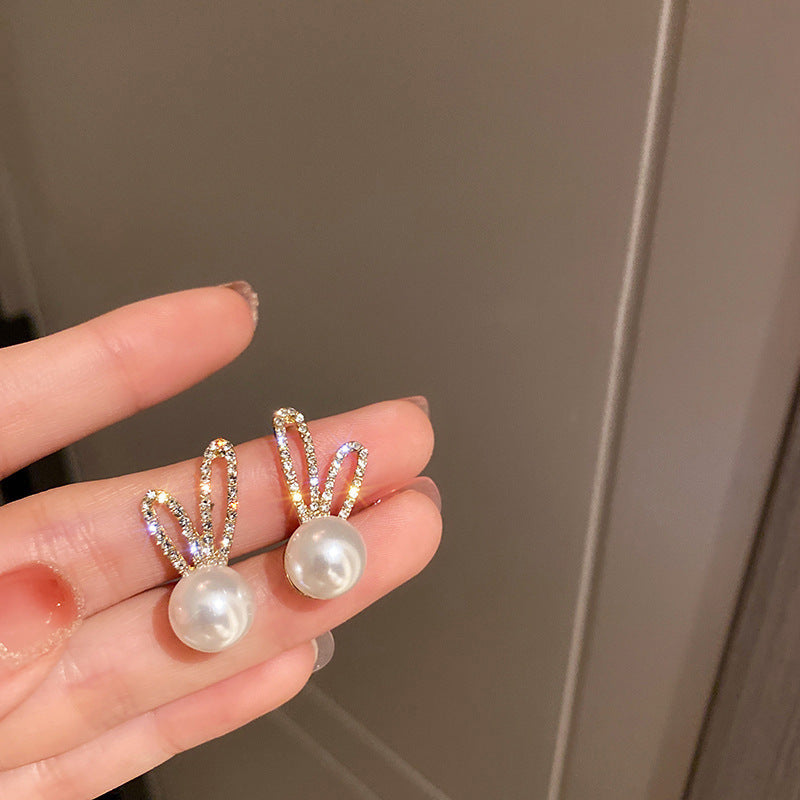 Women's Sier Needle Korean Style French Temperamental Pearl Earrings